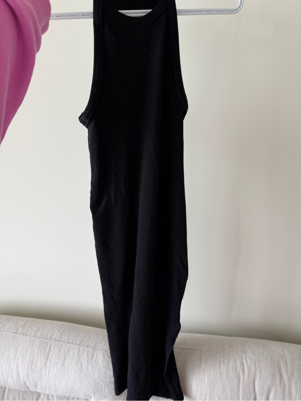 Wilfred Black Ribbed Tank Maxi Dress with side slit